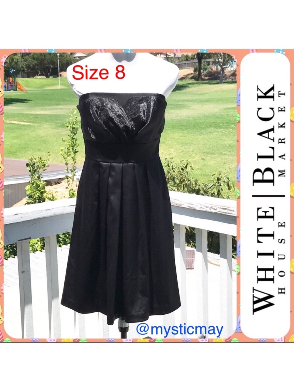 WHITE HOUSE BLACK MARKET Black Strapless Satin Cocktail Party Dress Size 8 or M
